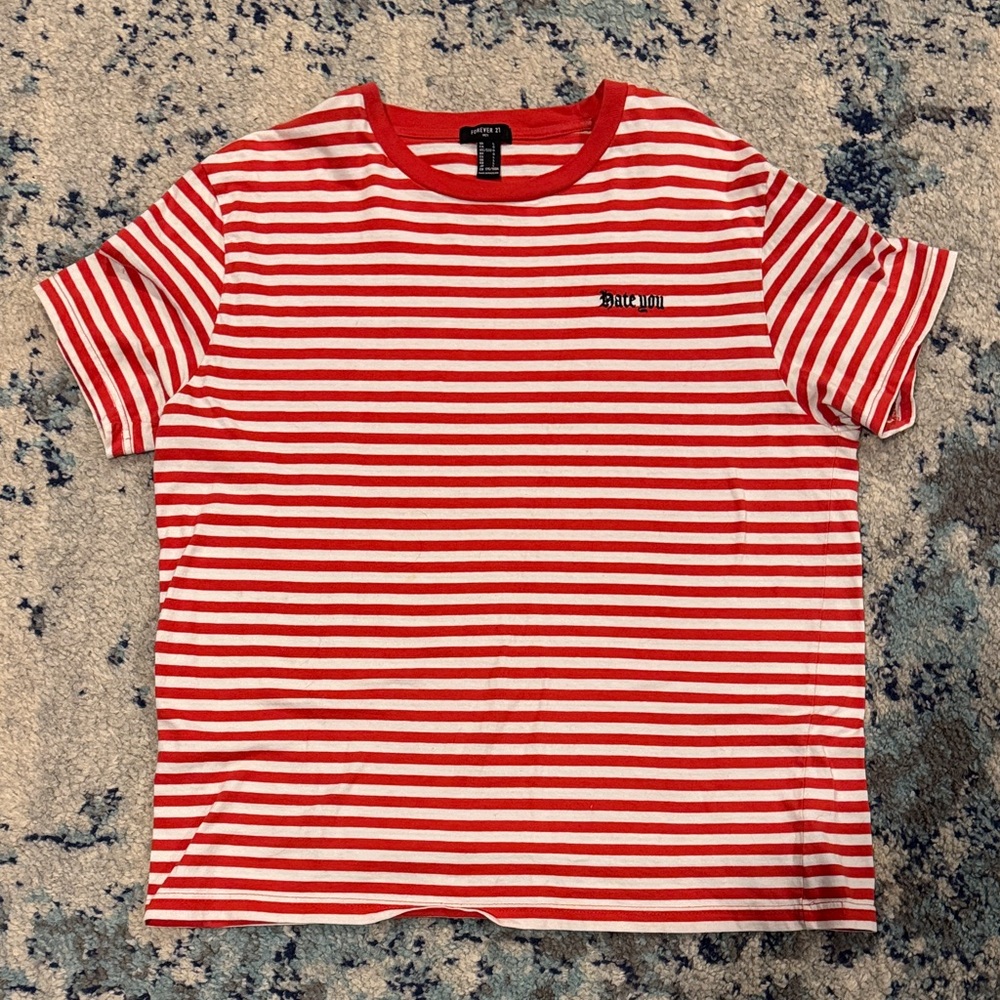 Forever 21 Red and White Striped Tee